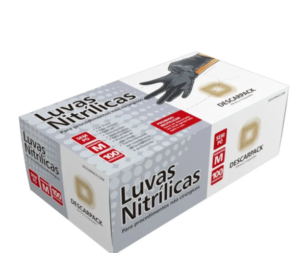 Luva Nitrílica Preta sem Pó