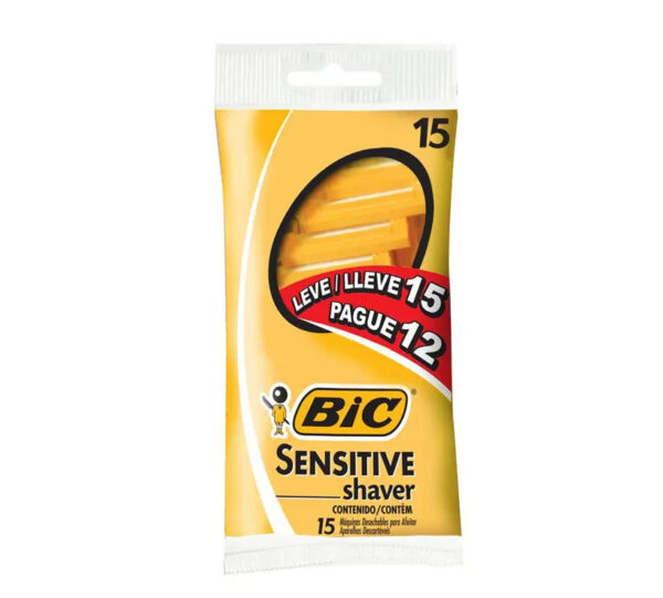 🪒 Barbeador BIC Sensitive Shaver – Pague 12 Leve 15 | Lâmina com Capa Protetora e Cabo Antideslizante